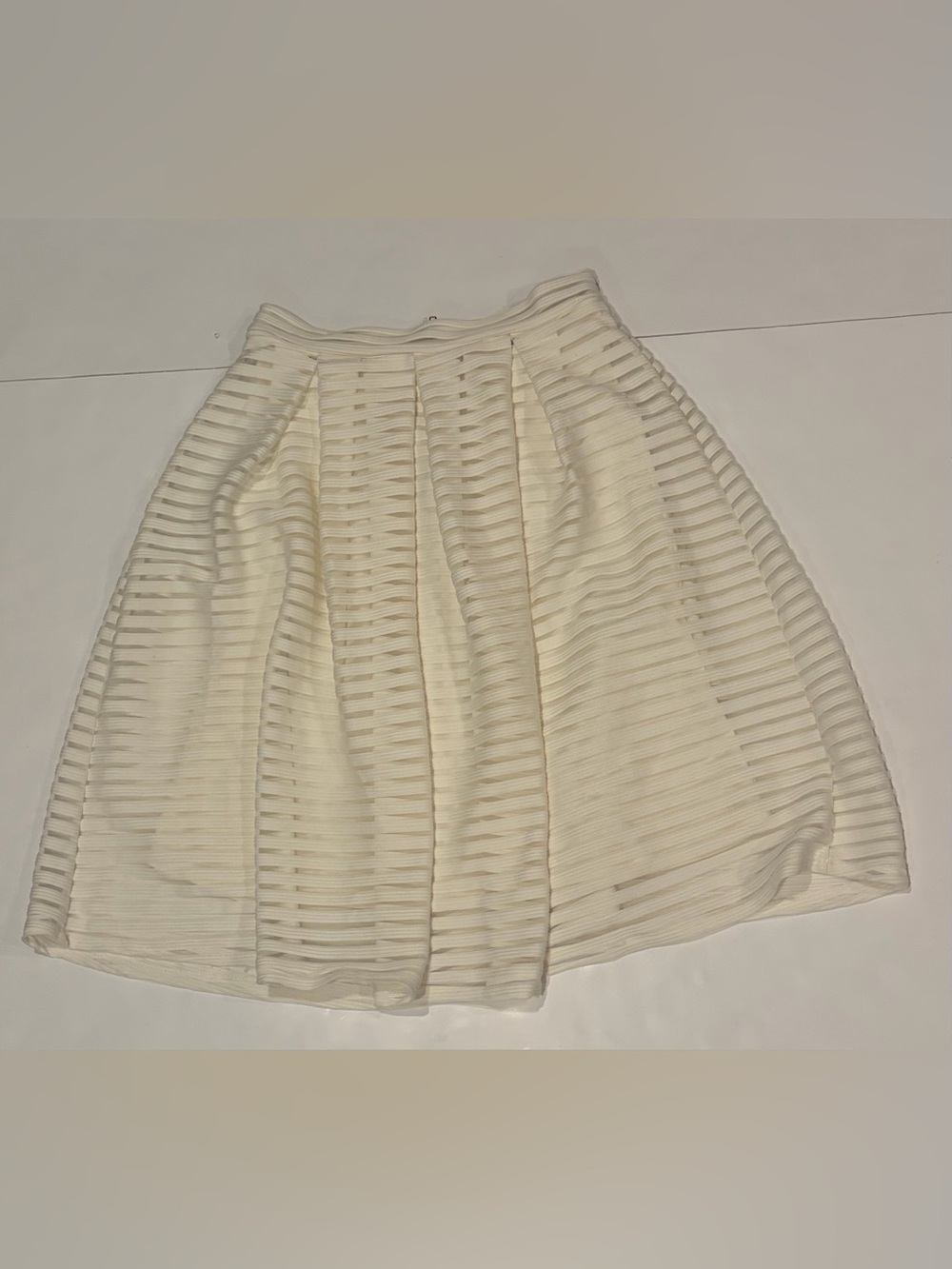 Charlotte Russe White Mesh Striped Pleated Skirt – Size M (Made in USA)